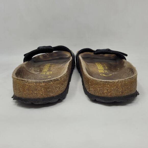 Birkenstock Sandals EU38 US7 Madrid Black Birko-Flor Slip On Slides Adjustable - Picture 9 of 10